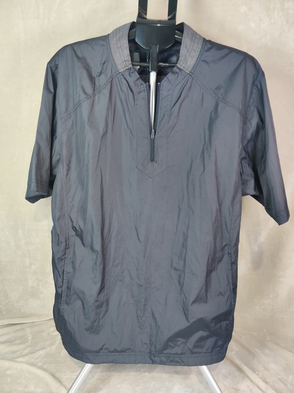 Vintage Easton 1/4 Zip Black Short Sleeve Batting Warm Up Shirt Jersey Large